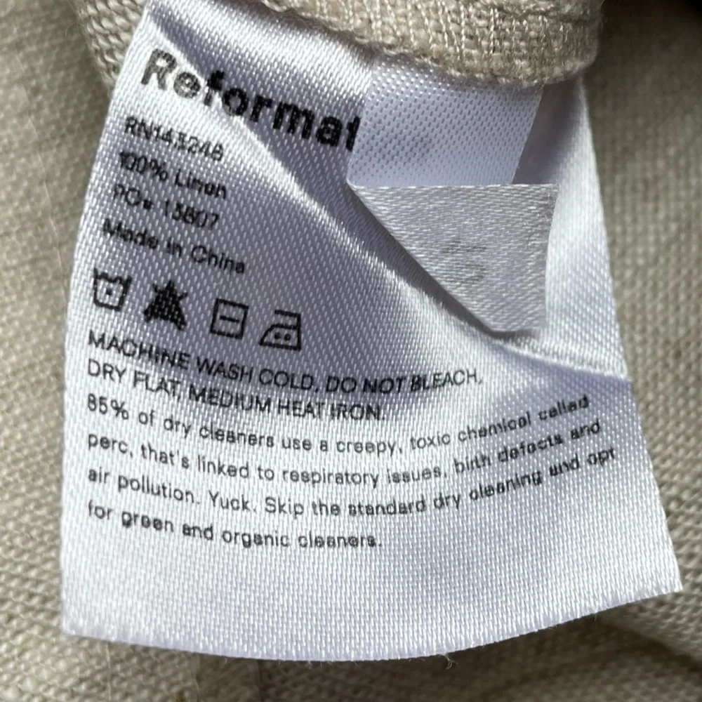 Reformation Cello Pants In Oatmeal 100 Linen Wide Leg High Waisted Unlined SZ 10